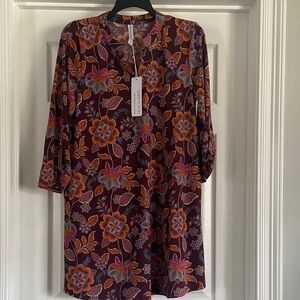 Dear Scarlett Burgundy Floral Long Sleeve Dress